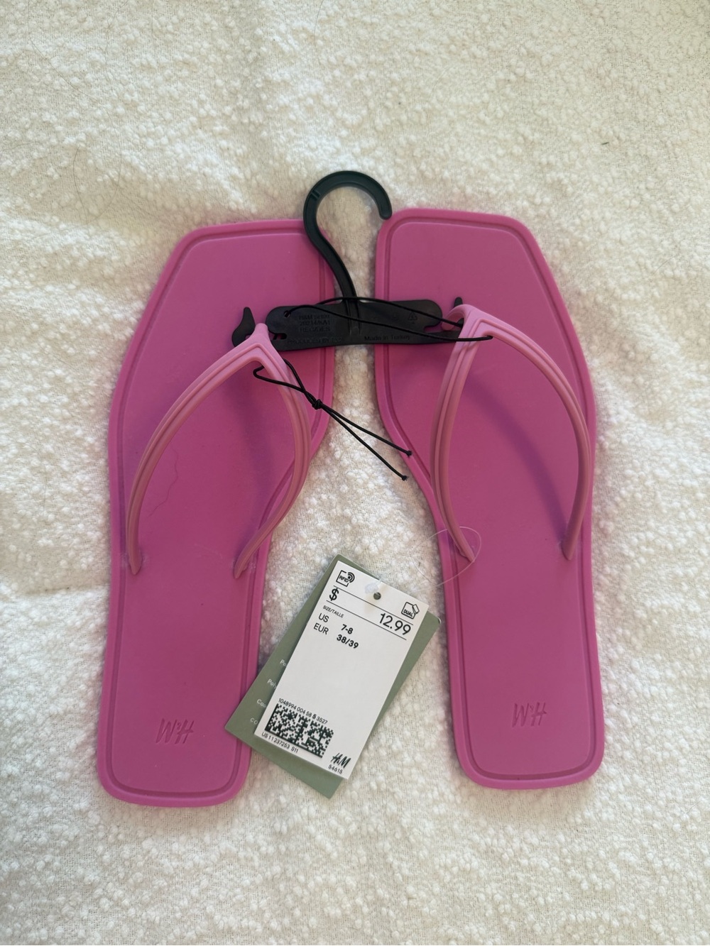 H&M Bright Pink Square-Toe Flip Flops